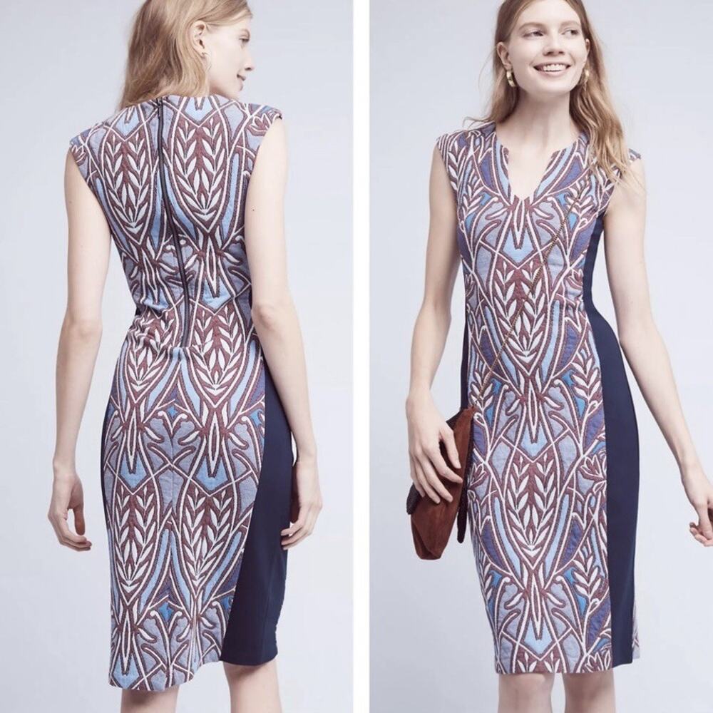 Anthropologie HD In Paris Cleo Jacquard Sheath Dress Size Small
